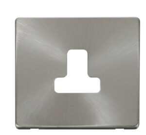 Click Scolmore - Click Definity 5A Round Pin Socket Outlet Cover Plate Brushed Stainless (SCP238BS)