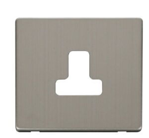 Click Scolmore - Click Definity 5A Round Pin Socket Outlet Cover Plate Stainless Steel (SCP238SS)