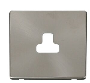 Click Scolmore - Click Definity 2A Round Pin Socket Outlet Cover Plate Brushed Stainless (SCP239BS)