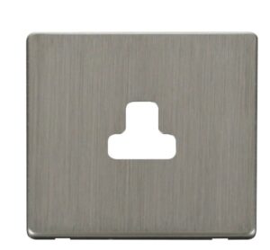Click Scolmore - Click Definity 2A Round Pin Socket Outlet Cover Plate Stainless Steel (SCP239SS)