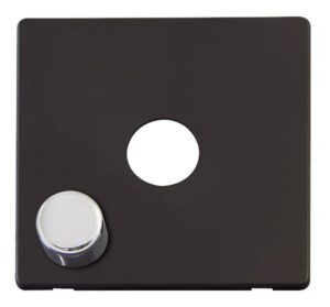 Click Scolmore - Click Definity 1 Gang Dimmer Switch Cover Plate With Chrome Knobs Black (SCP241BKCH)