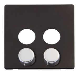 Click Scolmore - Click Definity 2 Gang Dimmer Switch Cover Plate With Chrome Knobs Black (SCP242BKCH)