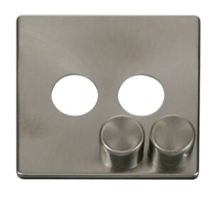 Click Scolmore - Click Definity 2 Gang Dimmer Switch Cover Plate Brushed Stainless (SCP242BS)