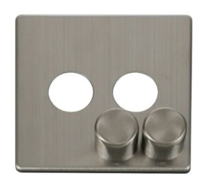 Click Scolmore - Click Definity 2 Gang Dimmer Switch Cover Plate Stainless Steel (SCP242SS)