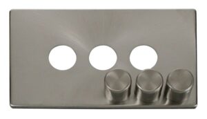 Click Scolmore - Click Definity 3 Gang Dimmer Switch Cover Plate Brushed Stainless (SCP243BS)
