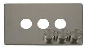 Click Scolmore - Click Definity 3 Gang Dimmer Switch Cover Plate Stainless Steel (SCP243SS)