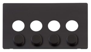 Click Scolmore - Click Definity 4 Gang Dimmer Switch Cover Plate Black (SCP244BK)