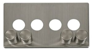 Click Scolmore - Click Definity 4 Gang Dimmer Switch Cover Plate Stainless Steel (SCP244SS)