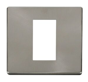 Click Scolmore - Click New Media 1 Gang Plate Single Media Module Cover Plate Brushed Stainless (SCP310BS)