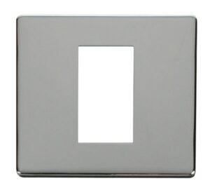 Click Scolmore - Click New Media 1 Gang Plate Single Media Module Cover Plate Chrome (SCP310CH)