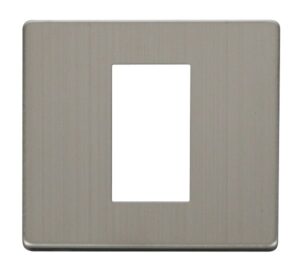 Click Scolmore - Click New Media 1 Gang Plate Single Media Module Cover Plate Stainless Steel (SCP310SS)