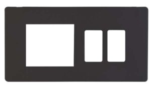 Click Scolmore - Click GridPro Hotel Accessory Plate 2 Gang GridPro Frontplate With Twin New Media Aperture Cover Plate (SCP31102BK)