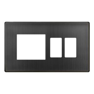 Click Scolmore - Click GridPro 2 Gang GridPro With Twin New Media Aperture Cover Plate Matt Bronze (SCP31102BZ)