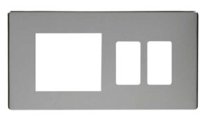 Click Scolmore - Click GridPro Hotel Accessory Plate 2 Gang GridPro Frontplate With Twin New Media Aperture Cover Plate (SCP31102CH)