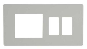 Click Scolmore - Click GridPro Hotel Accessory Plate 2 Gang GridPro Frontplate With Twin New Media Aperture Cover Plate (SCP31102PW)