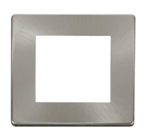 Click Scolmore - Click New Media 1 Gang Plate Twin Media Module Cover Plate Brushed Stainless (SCP311BS)