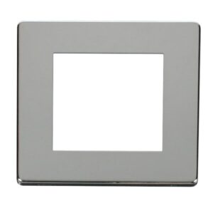 Click Scolmore - Click New Media 1 Gang Plate Twin Media Module Cover Plate Chrome (SCP311CH)