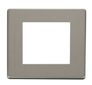 Click Scolmore - Click New Media 1 Gang Plate Twin Media Module Cover Plate Stainless Steel (SCP311SS)