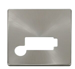 Click Scolmore - Click Definity Connection Unit With Flex Outlet (Lockable) Cover Plate Br. Stainless (SCP350BS)