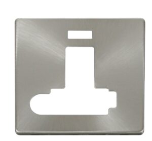Click Scolmore - Click Definity Switched Conn. Unit With F/O & Neon (Lockable) Cover Plate Br. St. (SCP352BS)