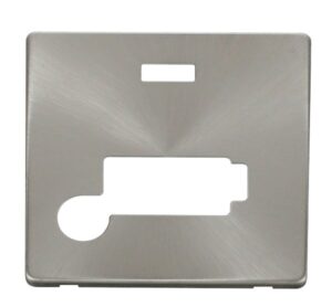 Click Scolmore - Click Definity Conn. Unit With Flex Outlet & Neon (Lockable) Cover Plate Br. Stainless (SCP353BS)