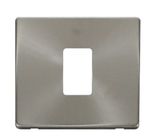 Click Scolmore - Click MiniGrid 1 Gang Single Aperture Cover Plate Brushed Stainless (SCP401BS)
