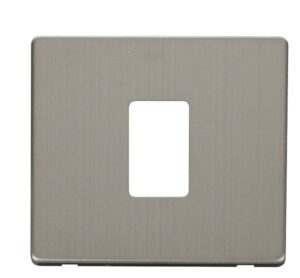 Click Scolmore - Click MiniGrid 1 Gang Single Aperture Cover Plate Stainless Steel (SCP401SS)