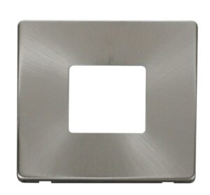 Click Scolmore - Click MiniGrid 1 Gang Twin Aperture Cover Plate Brushed Stainless (SCP402BS)