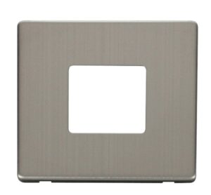 Click Scolmore - Click MiniGrid 1 Gang Twin Aperture Cover Plate Stainless Steel (SCP402SS)