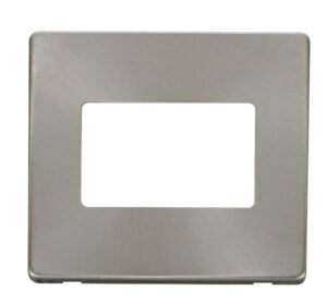 Click Scolmore - Click MiniGrid 1 Gang Triple Aperture Cover Plate Brushed Stainless (SCP403BS)