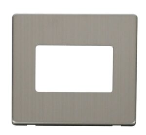 Click Scolmore - Click MiniGrid 1 Gang Triple Aperture Cover Plate Stainless Steel (SCP403SS)