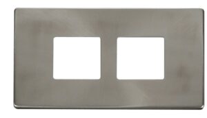 Click Scolmore - Click MiniGrid 2 Gang (2 X 2) Aperture Cover Plate Brushed Stainless (SCP404BS)