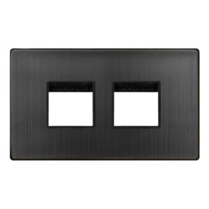 Click Scolmore - Click MiniGrid 2 Gang Minigrid 2 X 2 Aperture Cover Plate Matt Bronze (SCP404BZ)