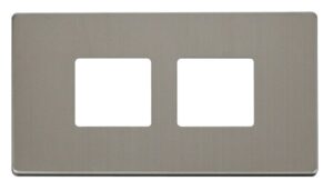 Click Scolmore - Click MiniGrid 2 Gang (2 X 2) Aperture Cover Plate Stainless Steel (SCP404SS)