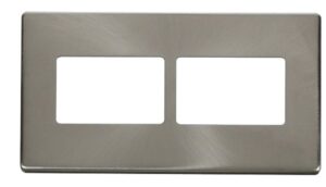 Click Scolmore - Click MiniGrid 2 Gang (2 X 3) Aperture Cover Plate Brushed Stainless (SCP406BS)