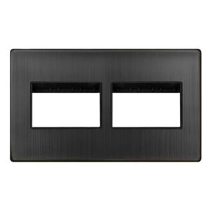 Click Scolmore - Click MiniGrid 2 Gang Minigrid 3 X 2 Aperture Cover Plate Matt Bronze (SCP406BZ)