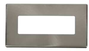 Click Scolmore - Click MiniGrid 2 Gang (6 In-Line) Aperture Cover Plate Brushed Stainless (SCP426BS)