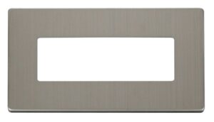 Click Scolmore - Click MiniGrid 2 Gang (6 In-Line) Aperture Cover Plate Stainless Steel (SCP426SS)