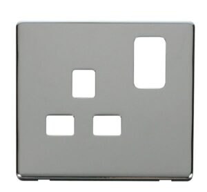 Click Scolmore - Click Definity 1 Gang 13A Switched Socket Cover Plate Chrome (SCP435CH)