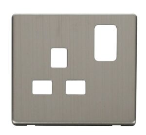 Click Scolmore - Click Definity 1 Gang 13A Switched Socket Cover Plate Stainless Steel (SCP435SS)