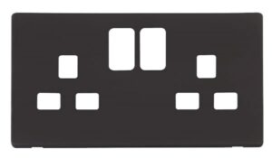 Click Scolmore - Click Definity 2 Gang 13A Switched Socket Cover Plate Black (SCP436BK)