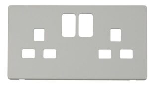 Click Scolmore - Click Definity 2 Gang 13A Switched Socket Cover Plate White (SCP436PW)