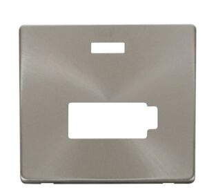 Click Scolmore - Click Definity Connection Unit With Neon (Lockable) Cover Plate Brushed Stainless (SCP453BS)