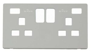 Click Scolmore - Click Definity 13A 2 Gang Switched Socket With Twin 2.1A Usb Charger Cover Plate (SCP480PW)