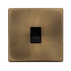 Click Definity Complete Single Telephone Secondary Outlet Antique Brass Cover Plate Black Insert