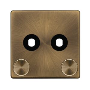 Click Definity Complete 2 Gang Unfurnished Dimmer Plate & Knobs Antique Brass