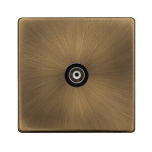 Click Definity Complete Single Isolated Coaxial Outlet Antique Brass Cover Plate Black Insert