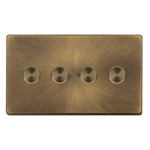 Click Definity Complete 4 Gang 2 Way 100W Dimmer Switch Antique Brass