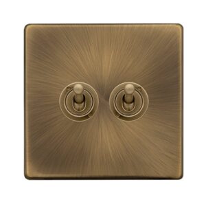 Click Definity Complete 10Ax 2 Gang 2 Way Toggle Switch Antique Brass