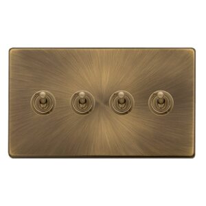 Click Definity Complete 10Ax 4 Gang 2 Way Toggle Switch Antique Brass
